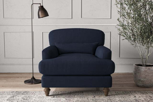 nkuku Deni Armchair - Make To Order - Brera Linen Indigo - No Colour