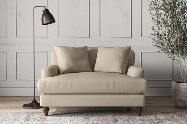 nkuku Deni Love Seat - Make To Order - Recycled Cotton Stone - No Colour