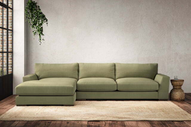 nkuku Guddu Left Hand Chaise Sofa - Make To Order - Large - Brera Linen Sage
