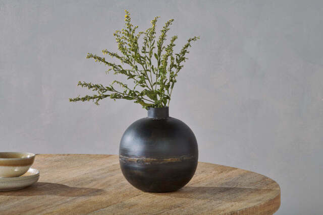 nkuku Endo Recycled Iron Vase - Vases & Planters - One Size - Black