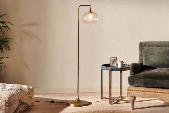 nkuku Mulia Recycled Glass Floor Lamp - Lamps - One Size - Antique Brass