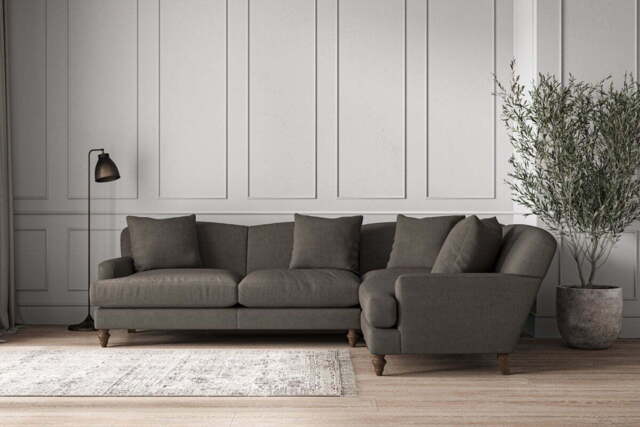 nkuku Deni Large Right Hand Corner Sofa - Make To Order - Brera Linen Granite - No Colour