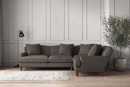 nkuku Deni Large Right Hand Corner Sofa - Make To Order - Brera Linen Granite - No Colour