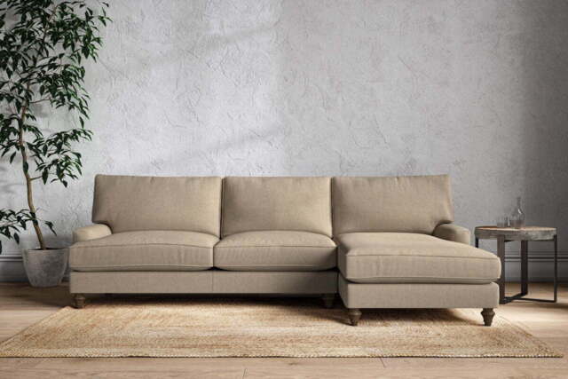 nkuku Marri Right Hand Chaise Sofa - Make To Order - Grand - Brera Linen Pebble