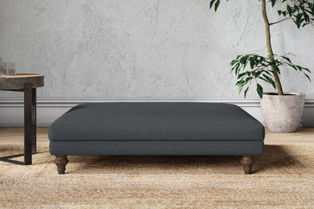 nkuku Marri Dining Footstool - Make To Order - Grand - Recycled Cotton Thunder