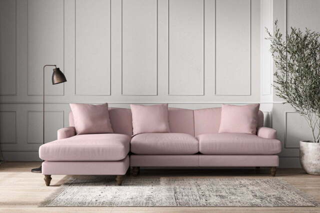 nkuku Deni Left Hand Chaise Sofa - Make To Order - Large - Recycled Cotton Lavender