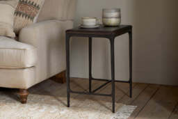 nkuku Sita Reclaimed Wood & Iron Side Table - Tables - One Size - Chocolate Brown