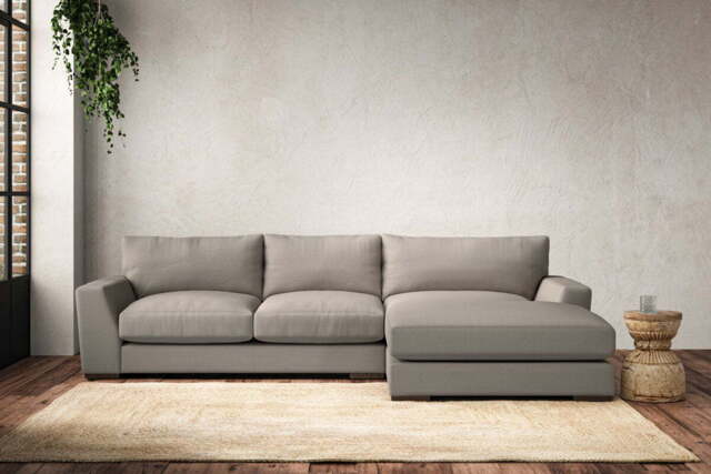 nkuku Guddu Right Hand Chaise Sofa - Make To Order - Medium - Recycled Cotton Flax