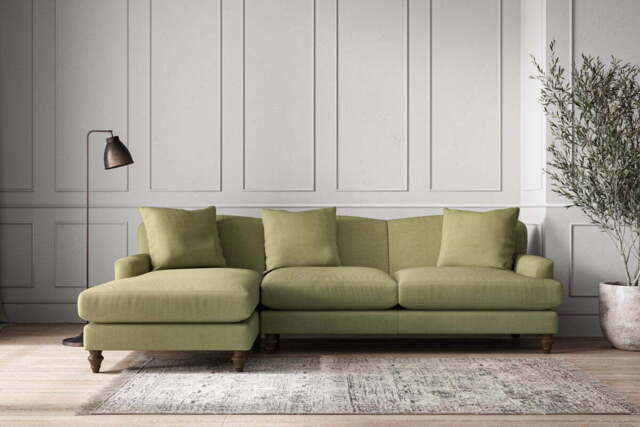 nkuku Deni Left Hand Chaise Sofa - Make To Order - Large - Brera Linen Sage