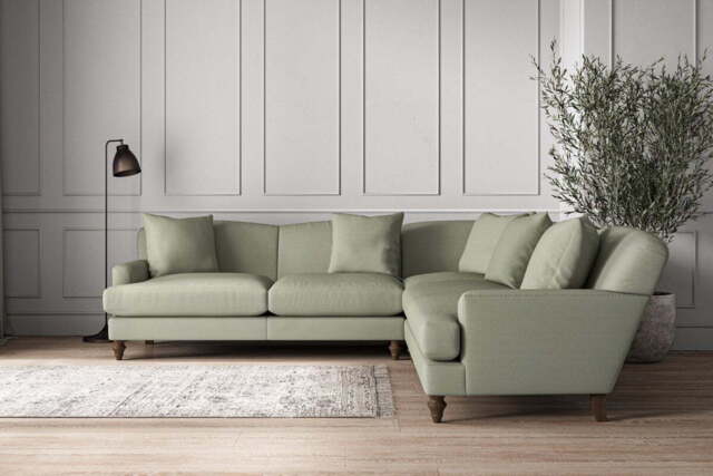 nkuku Deni Corner Sofa - Make To Order - Large - Recycled Cotton Seaspray