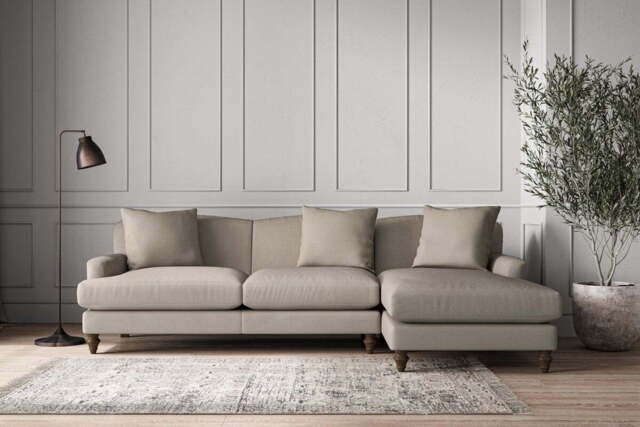 nkuku Deni Right Hand Chaise Sofa - Make To Order - Large - Recycled Cotton Flax