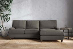 nkuku Marri Large Right Hand Chaise Sofa - Make To Order - Brera Linen Granite - No Colour
