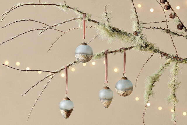 nkuku Ngolo Baubles Set Of 4 - Christmas Decorations - Aged Smoke