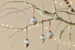 nkuku Ngolo Baubles Set Of 4 - Christmas Decorations - Aged Smoke