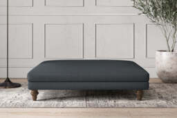 nkuku Deni Dining Footstool - Make To Order - Grand - Recycled Cotton Thunder
