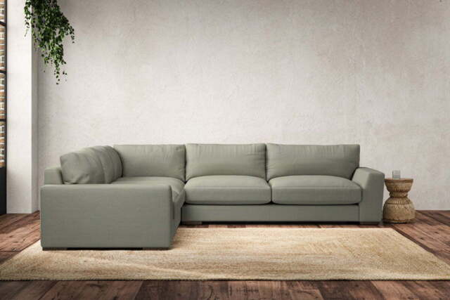 nkuku Guddu Left Hand Corner Sofa - Make To Order - Large - Recycled Cotton Seaspray