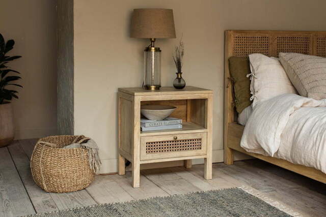 nkuku Kanz Mango Wood Bedside Table - Bedroom Furniture - One Size - Natural