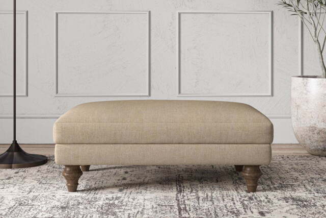 nkuku Deni Dining Footstool - Make To Order - Medium - Brera Linen Pebble