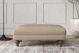 nkuku Deni Dining Footstool - Make To Order - Medium - Brera Linen Chesnut