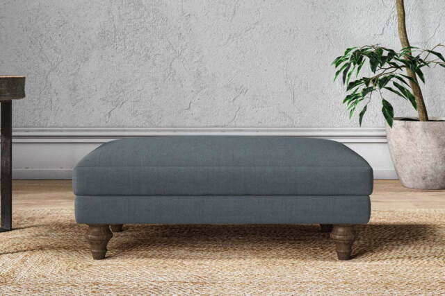 nkuku Marri Dining Footstool - Make To Order - Medium - Brera Linen Dusk