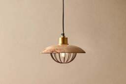 nkuku Chakai Wood & Metal Pendant - Lights - Small - Natural