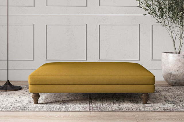 nkuku Deni Dining Footstool - Make To Order - Grand - Recycled Cotton Ochre