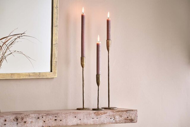 nkuku Mbata Brass Candlestick - Candles Holders & Lanterns - Small - Antique Brass