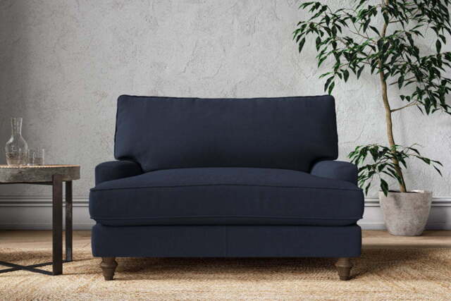 nkuku Marri Love Seat - Make To Order - Brera Linen Indigo - No Colour