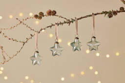 nkuku Sardi Star Baubles Set Of 4 - Christmas Decorations - Clear