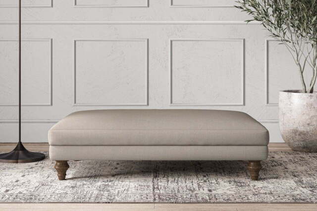 nkuku Deni Dining Footstool - Make To Order - Large - Recycled Cotton Flax