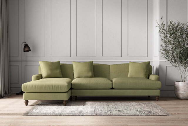 nkuku Deni Left Hand Chaise Sofa - Make To Order - Grand - Brera Linen Sage
