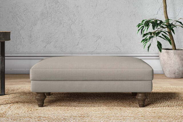 nkuku Marri Dining Footstool - Make To Order - Medium - Recycled Cotton Flax