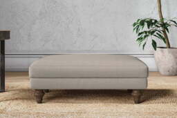 nkuku Marri Dining Footstool - Make To Order - Medium - Recycled Cotton Flax