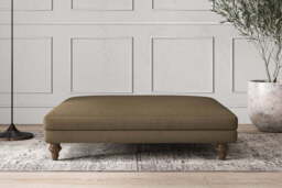 nkuku Deni Dining Footstool - Make To Order - Grand - Brera Linen Chesnut