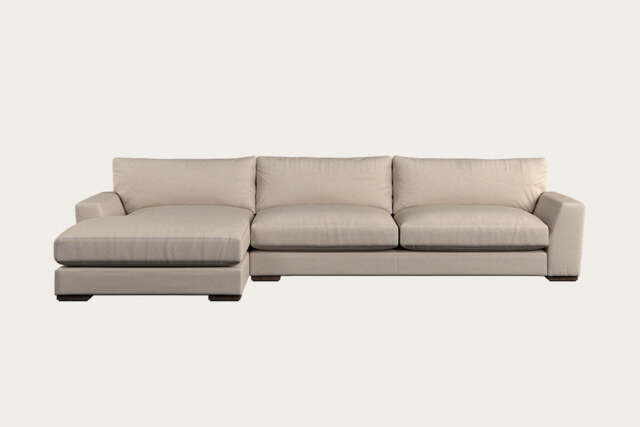 nkuku Guddu Left Hand Chaise Sofa - Make To Order - Grand - Recycled Cotton Natural