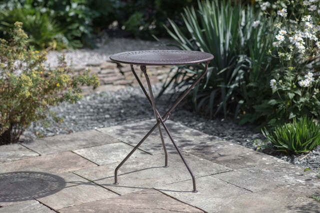 nkuku Jeavika Iron Outdoor Bistro Table - Garden - One Size - Dark Brown