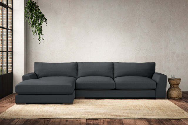 nkuku Guddu Left Hand Chaise Sofa - Make To Order - Large - Recycled Cotton Thunder