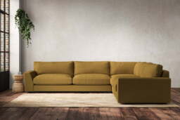nkuku Guddu Right Hand Corner Sofa - Make To Order - Grand - Recycled Cotton Ochre