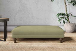 nkuku Marri Large Dining Footstool - Make To Order - Brera Linen Sage - Recycled Cotton Moss