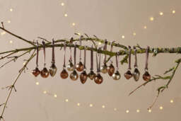 nkuku Adisa Bauble Jar Set Of 16 - Christmas Decorations - Antique Gold/Rust