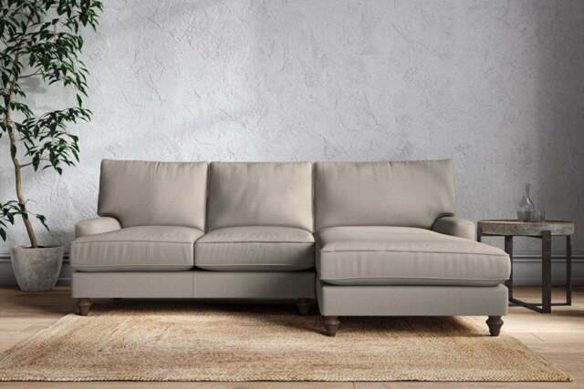 nkuku Marri Right Hand Chaise Sofa - Make To Order - Large - Recycled Cotton Flax