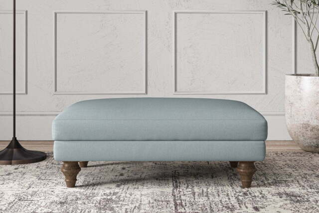 nkuku Deni Dining Footstool - Make To Order - Medium - Recycled Cotton Horizon