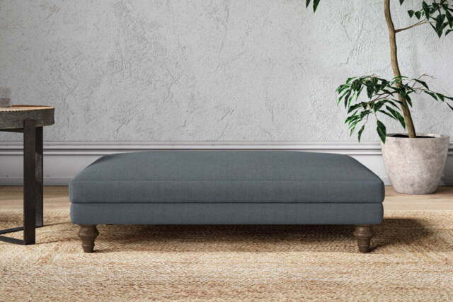 nkuku Marri Dining Footstool - Make To Order - Large - Brera Linen Dusk