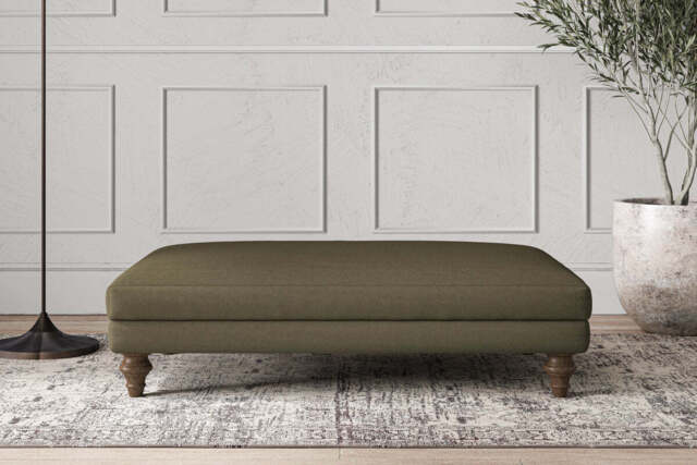 nkuku Deni Dining Footstool - Make To Order - Large - Recycled Cotton Fatigue