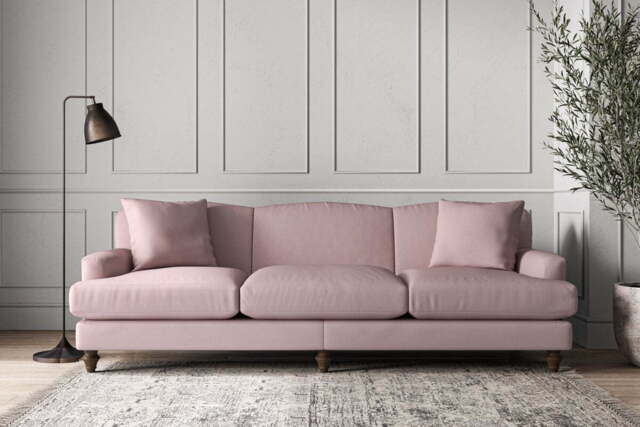 nkuku Deni Sofa - Make To Order - Super Grand - Recycled Cotton Lavender