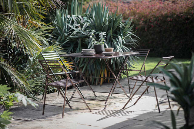 nkuku Ekete Iron Bistro Table - Garden - Black & Brown - Distressed Black & Brown