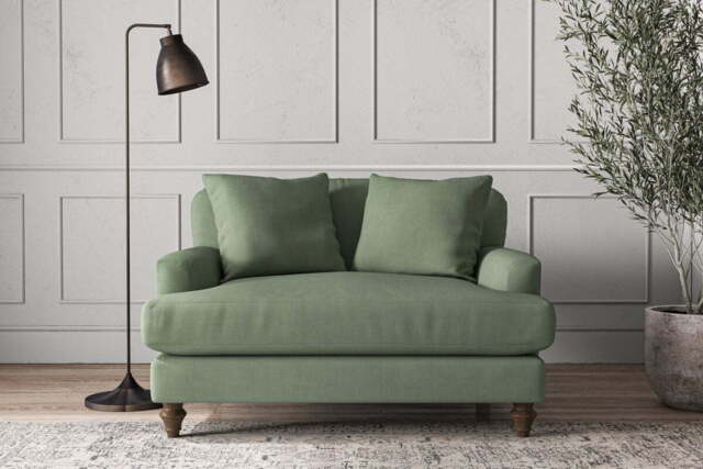 nkuku Deni Love Seat - Make To Order - One Size - Brera Linen Jade
