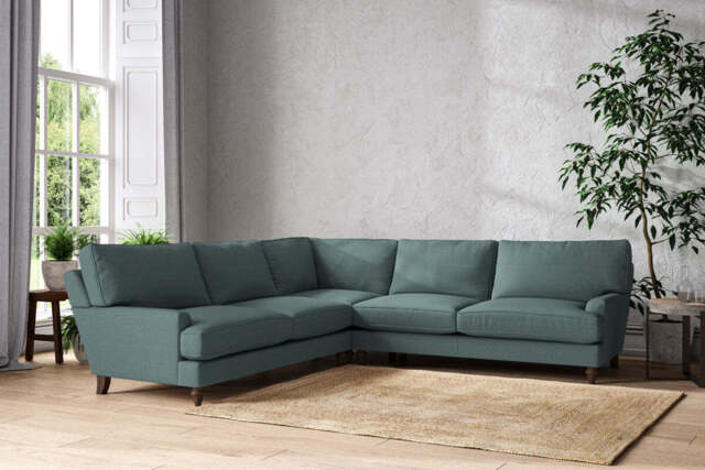 nkuku Marri Corner Sofa - Make To Order - Grand - Recycled Cotton Airforce