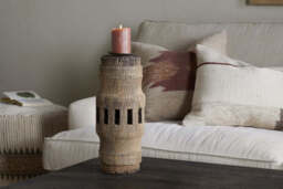 nkuku Mvua Reclaimed Wood Pillar Candle Holder - Candles Holders & Lanterns - One Size - Natural