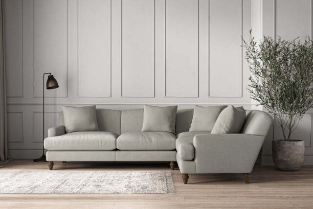 nkuku Deni Right Hand Corner Sofa - Make To Order - Large - Brera Linen Smoke